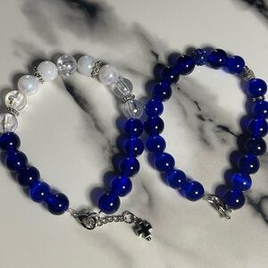 Blue & White Matching Bracelet Set